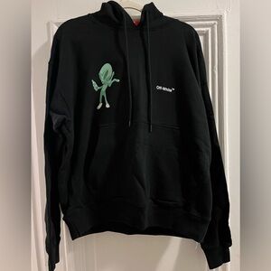 Off-White Black Hoodie with Green Graphic